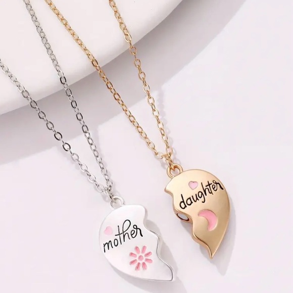 2pcs Sun & Moon Matching Heart-shaped Pendant Necklace Set - Picture 3 of 4